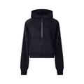 Model wearing Cropped Half-Zip Hoodie — heavyweight cotton hoodie with boxy oversized fit and distressed wash. Australian streetwear by Vantage Heritage.
