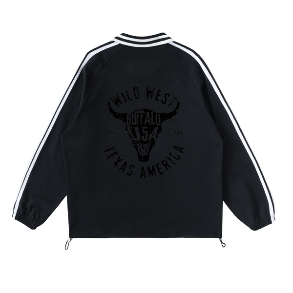 Contrast Striped Lapel Collar Sweatshirt 5