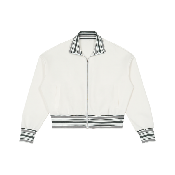 Striped Rib Collar Zip Jacket 4