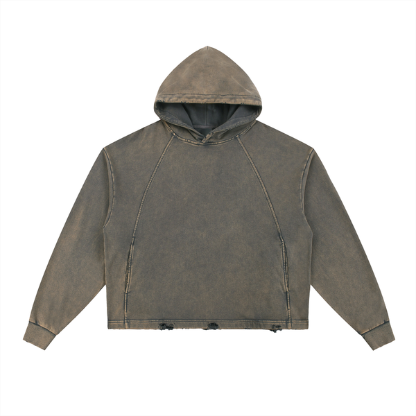 Vintage Washed Frayed-Hem Hoodie 5