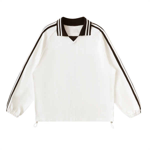 Contrast Striped Lapel Collar Sweatshirt 6