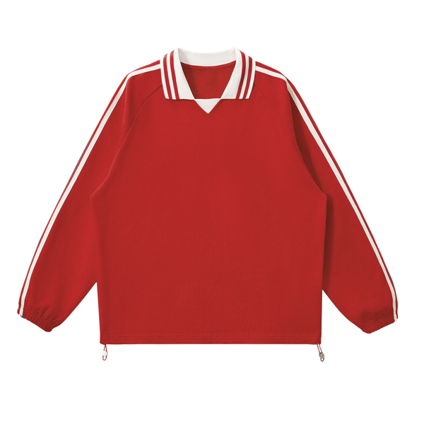 Contrast Striped Lapel Collar Sweatshirt 9