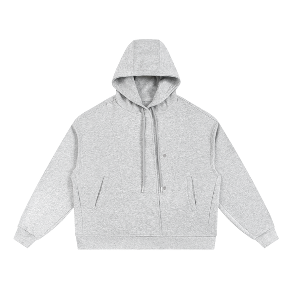 Boxy Button Placket Hoodie 6