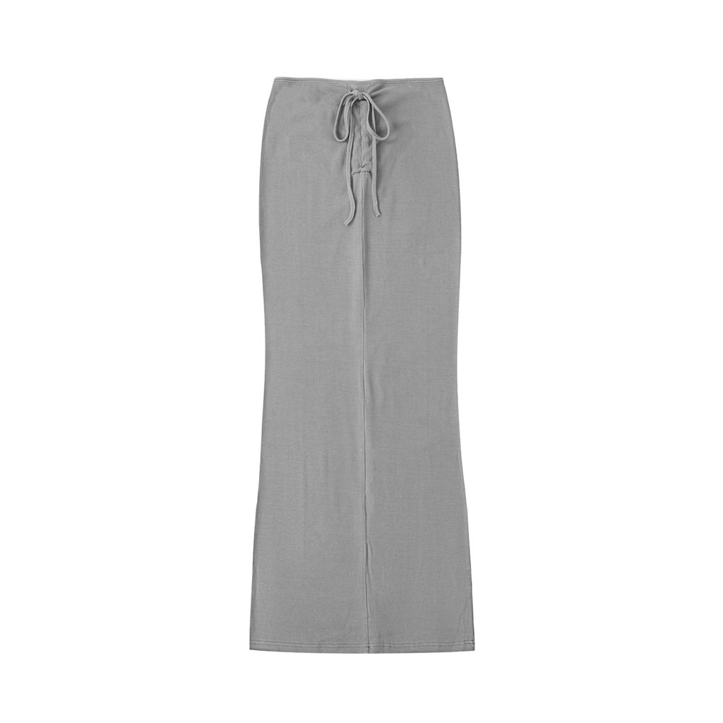 Dyed Washed Drawstring Maxi Skirt