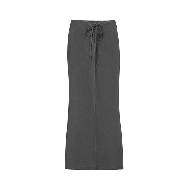 Dyed Washed Drawstring Maxi Skirt 15