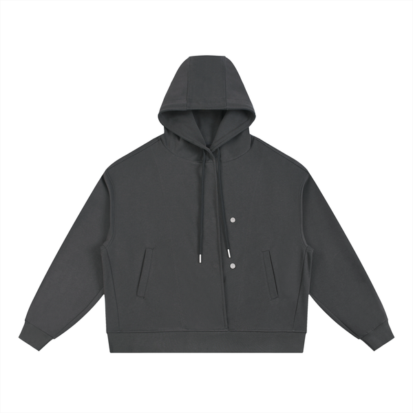 Boxy Button Placket Hoodie 8