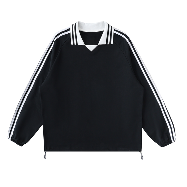 Contrast Striped Lapel Collar Sweatshirt 4