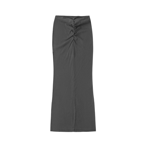 Dyed Washed Drawstring Maxi Skirt 16