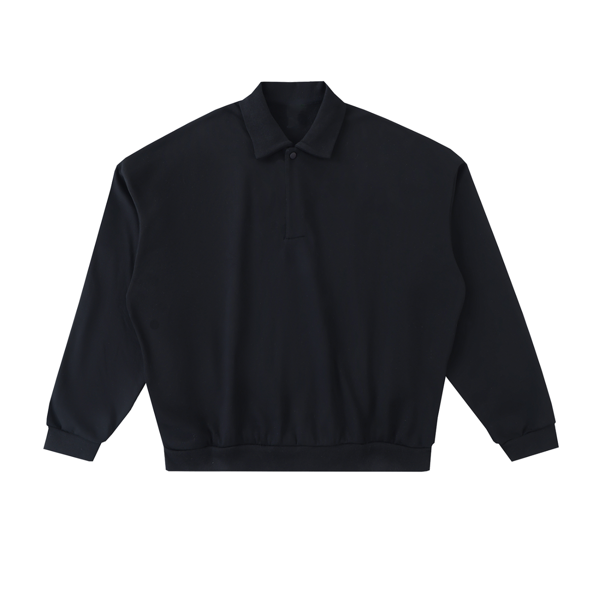 Model wearing Heavyweight Fleece Polo Sweatshirt — premium streetwear shirt with contrast stitching. Australian streetwear by Vantage Heritage.