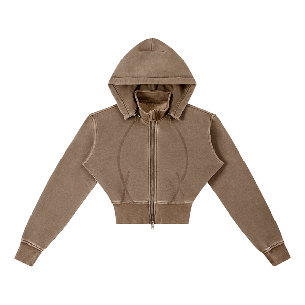 Vintage Washed Cropped Fleece Hoodie 5