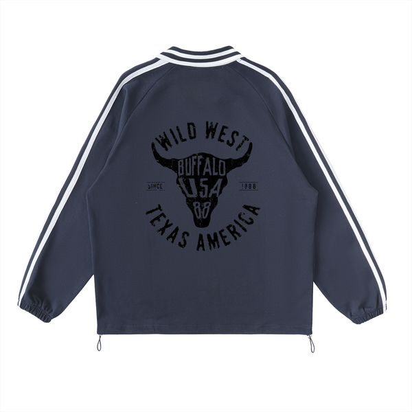 Contrast Striped Lapel Collar Sweatshirt 8