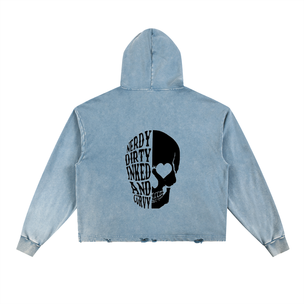 Vintage Washed Frayed-Hem Hoodie