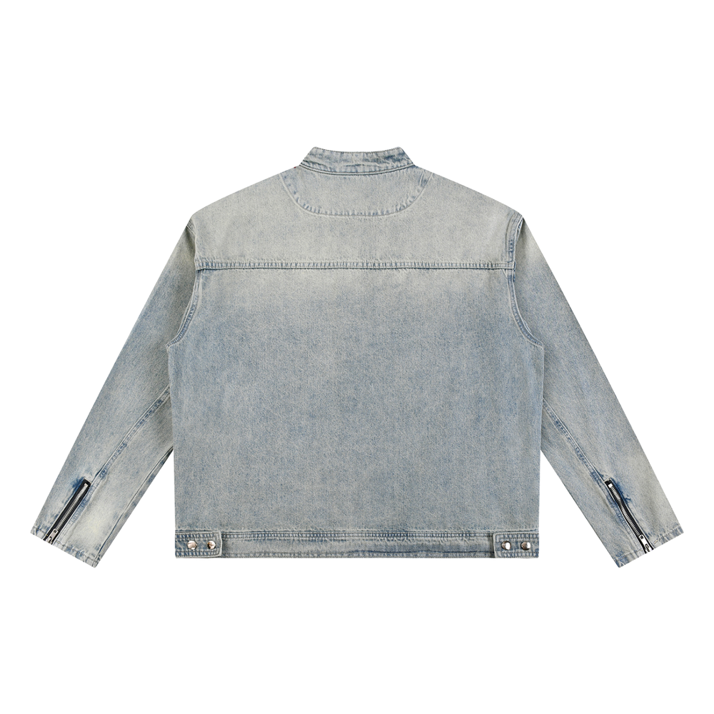 Vintage Wash Zip Denim Jacket