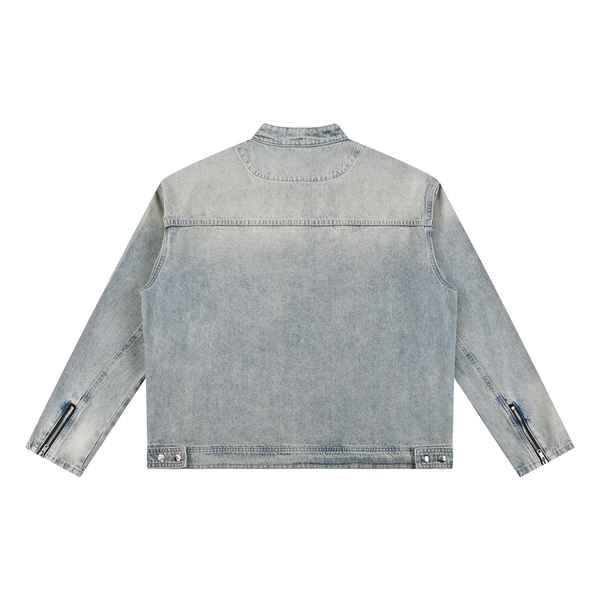 Vintage Wash Zip Denim Jacket 2