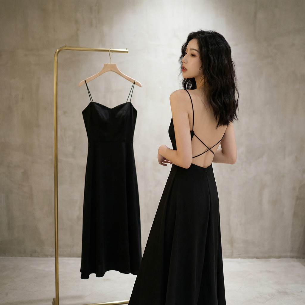 Cross-Back Midi Dress