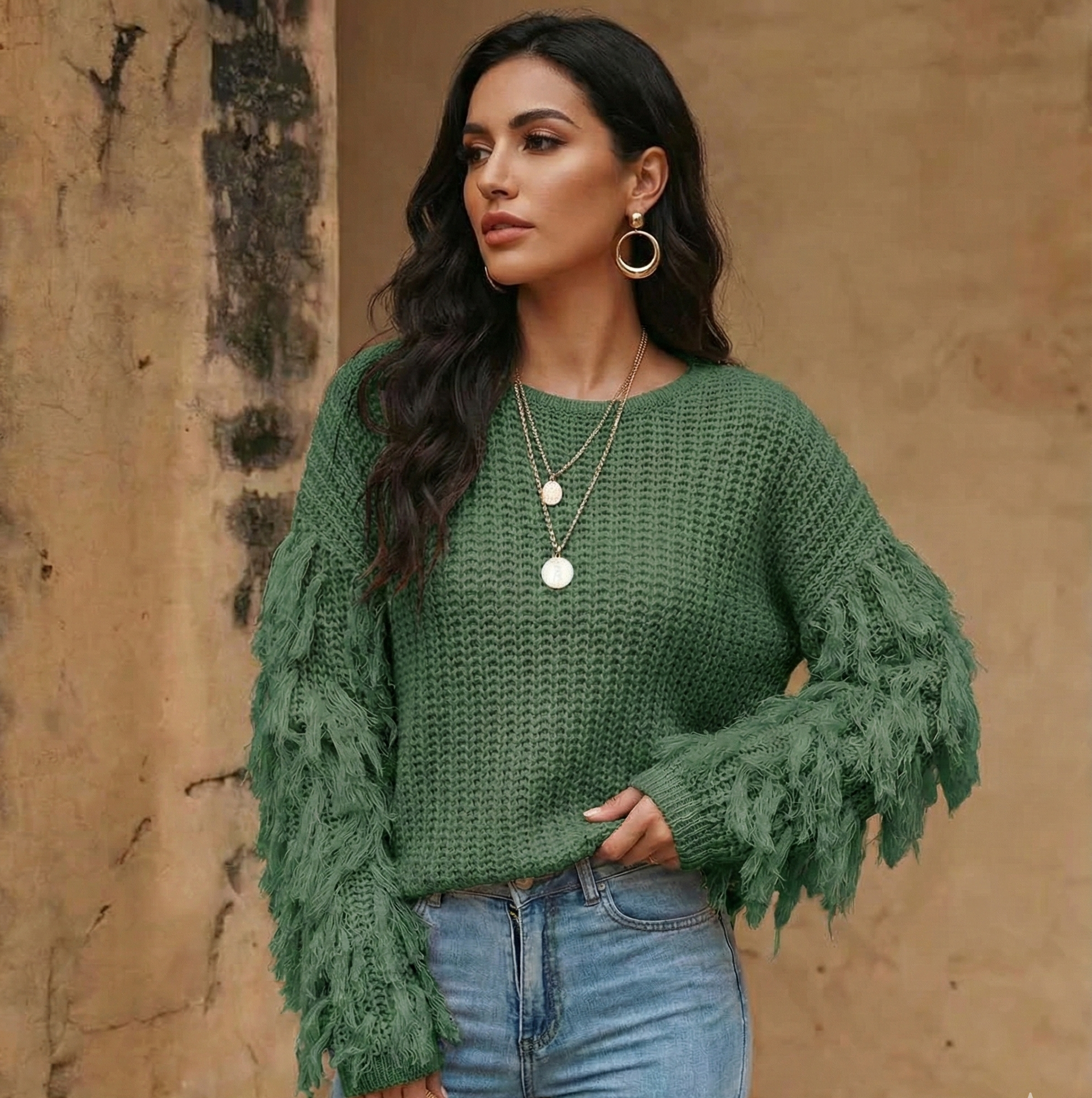 Fringe Sweater - Loose Fit Knitwear