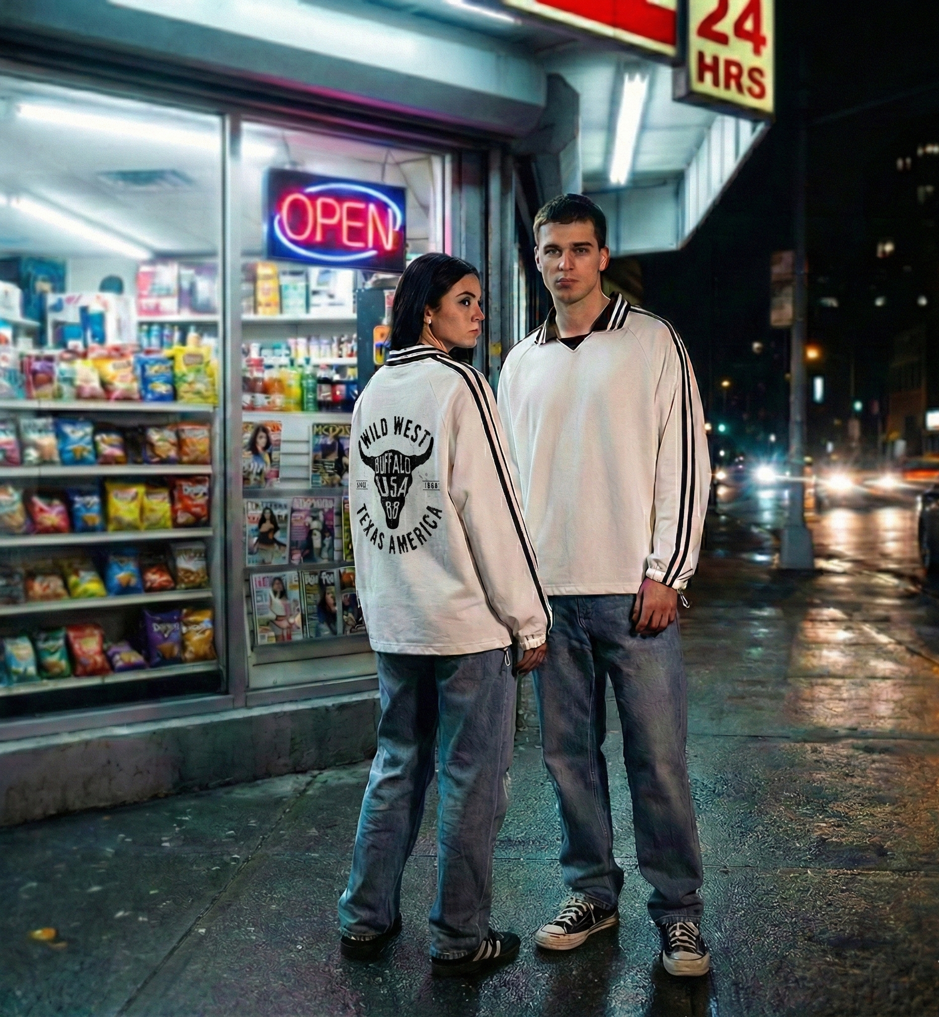 Contrast Striped Lapel Collar Sweatshirt