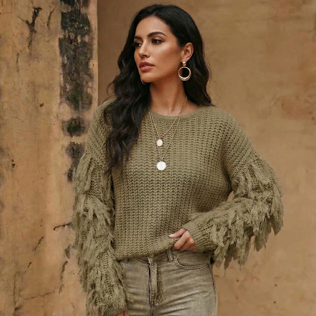 Fringe Sweater - Loose Fit Knitwear