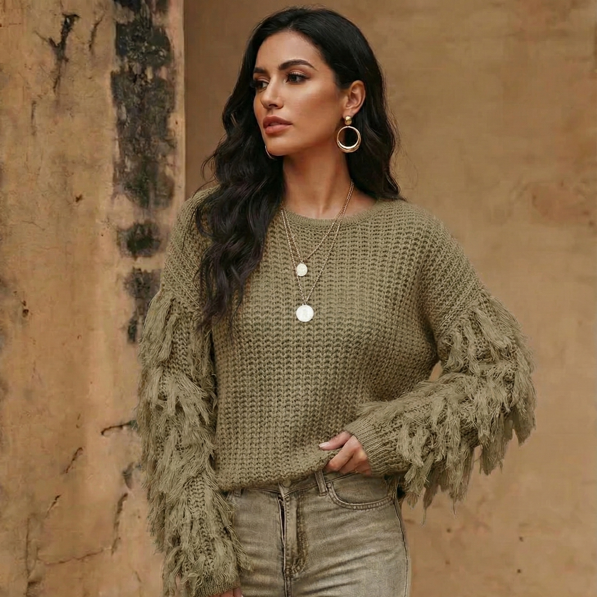 Fringe Sweater - Loose Fit Knitwear
