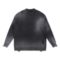Model wearing Sun Fade Distressed Ripped Crewneck sweater — heavyweight knit with distressed detailing. Australian streetwear by Vantage Heritage.