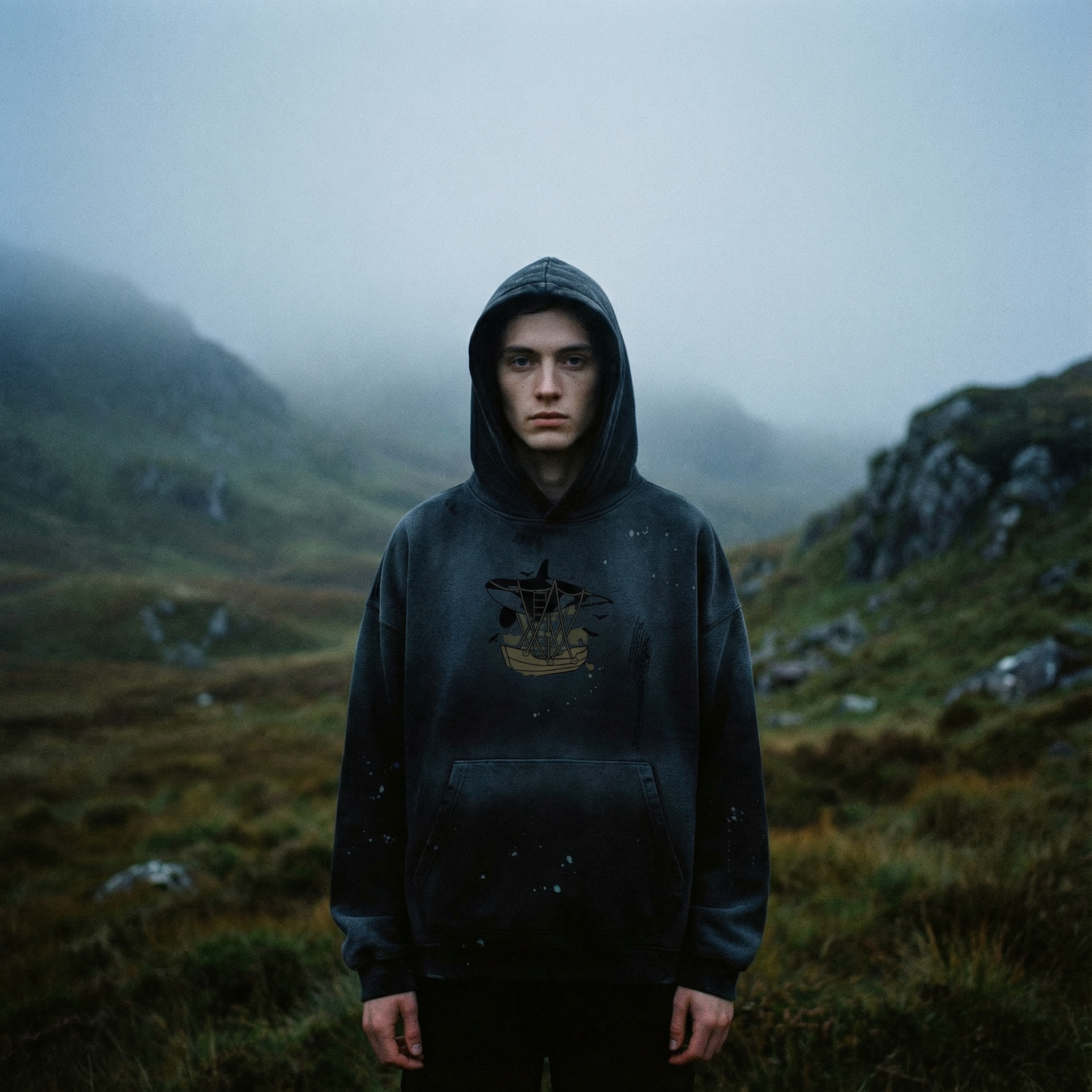 Vintage Washed Frayed Fleece Hoodie