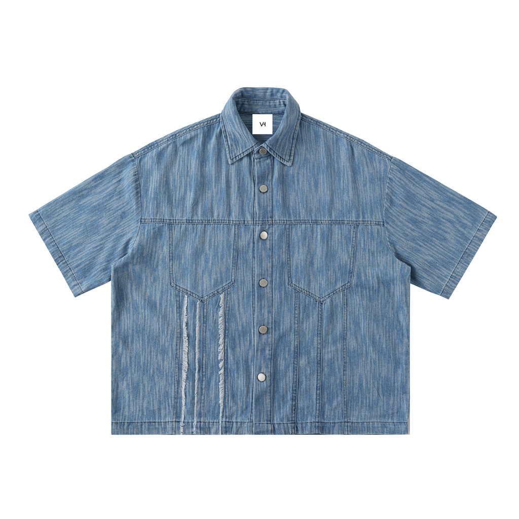 Distressed Wash Short-Sleeve Shirt