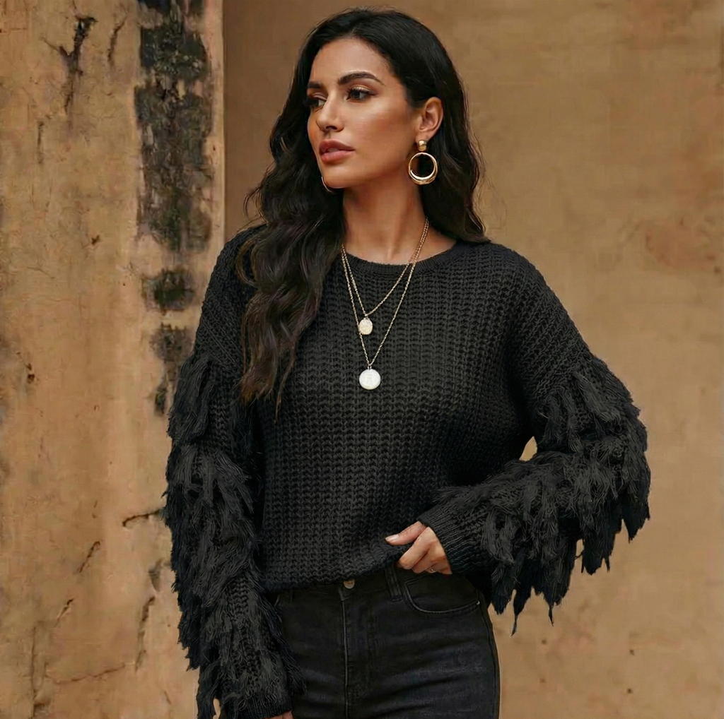 Fringe Sweater - Loose Fit Knitwear
