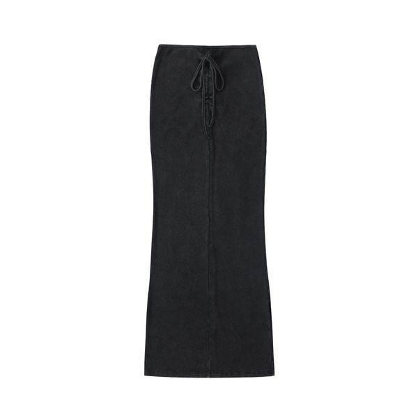 Dyed Washed Drawstring Maxi Skirt 9