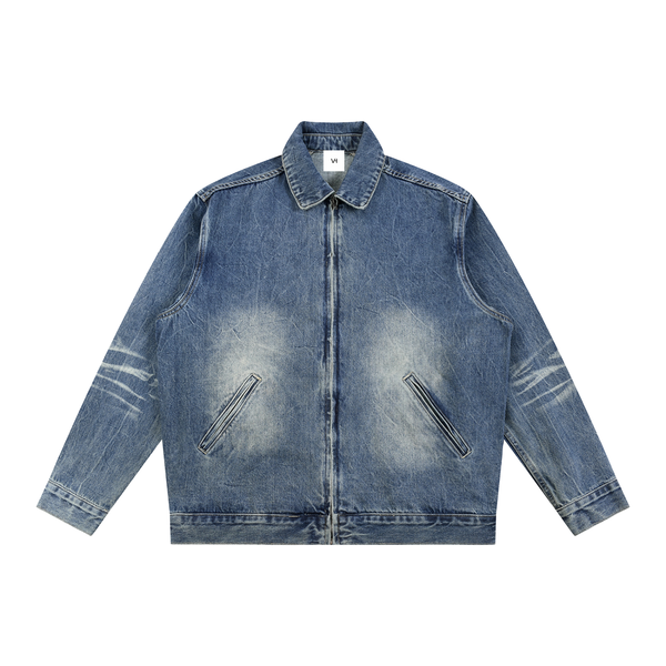 Vintage Wash Zip Up Denim Jacket 1