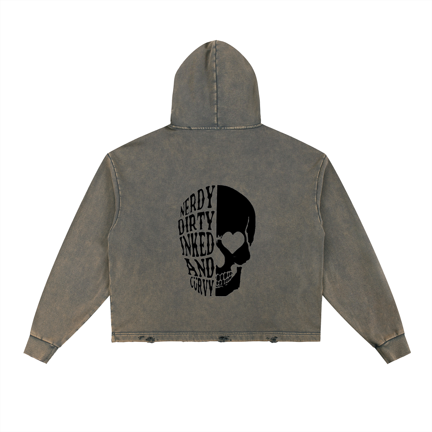 Vintage Washed Frayed-Hem Hoodie