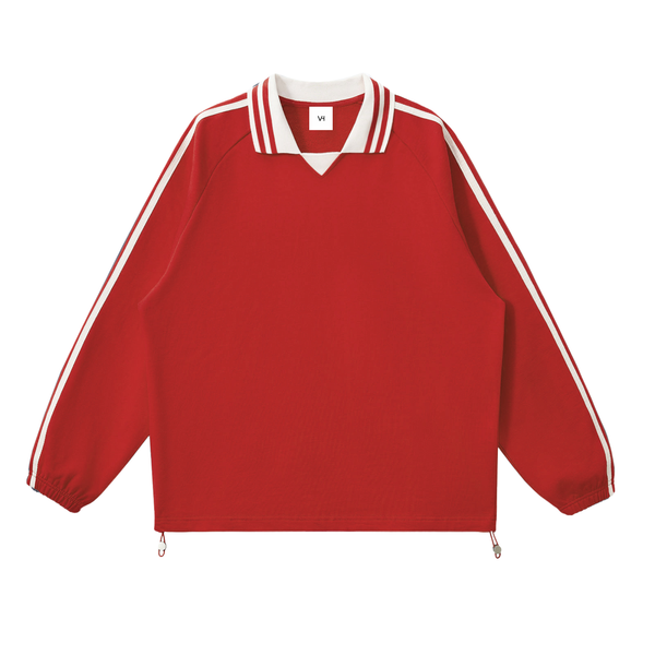 Contrast Striped Lapel Collar Sweatshirt 29