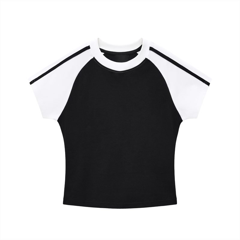 Contrast Stripes Bodycon Raglan  Sleeve T-Shirt
