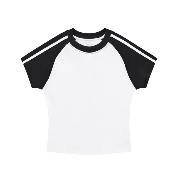 Contrast Stripes Bodycon Raglan  Sleeve T-Shirt 3
