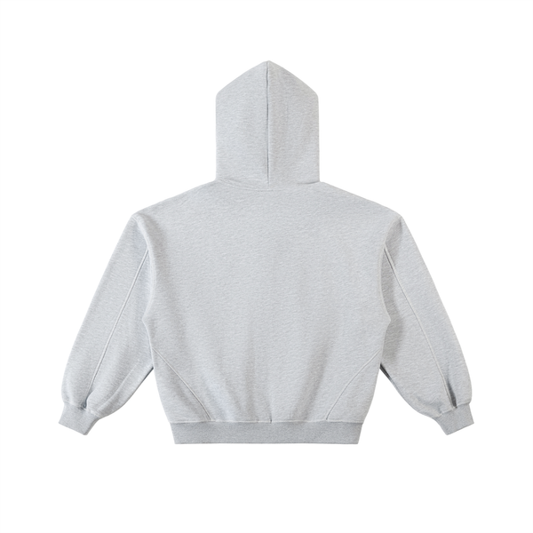 Contrast-Stitched Boxy Fleece Zip Hoodie 4