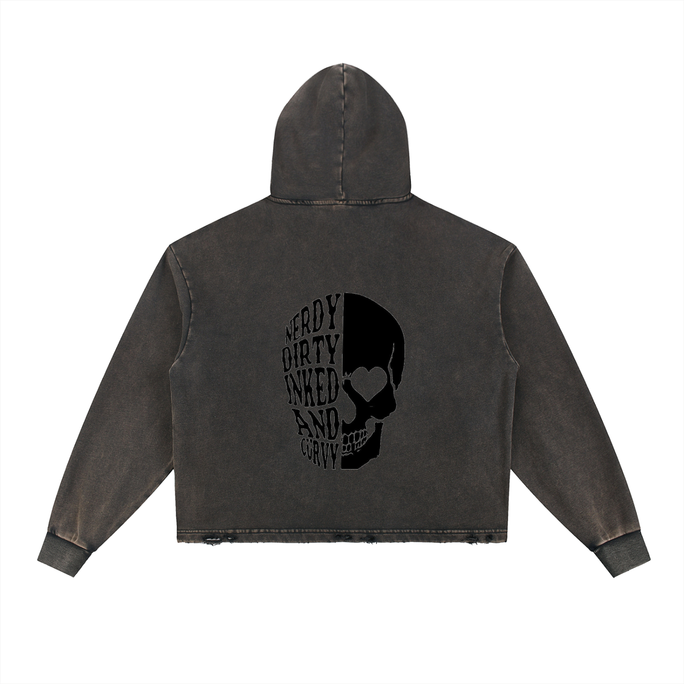 Vintage Washed Frayed-Hem Hoodie