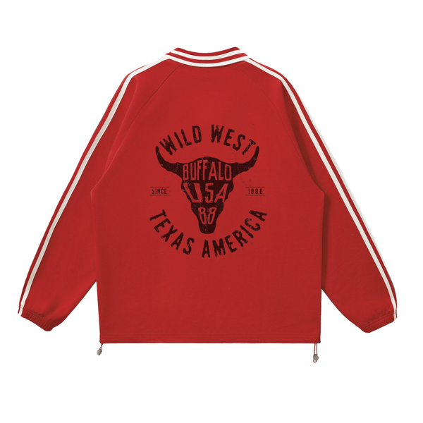 Contrast Striped Lapel Collar Sweatshirt 10
