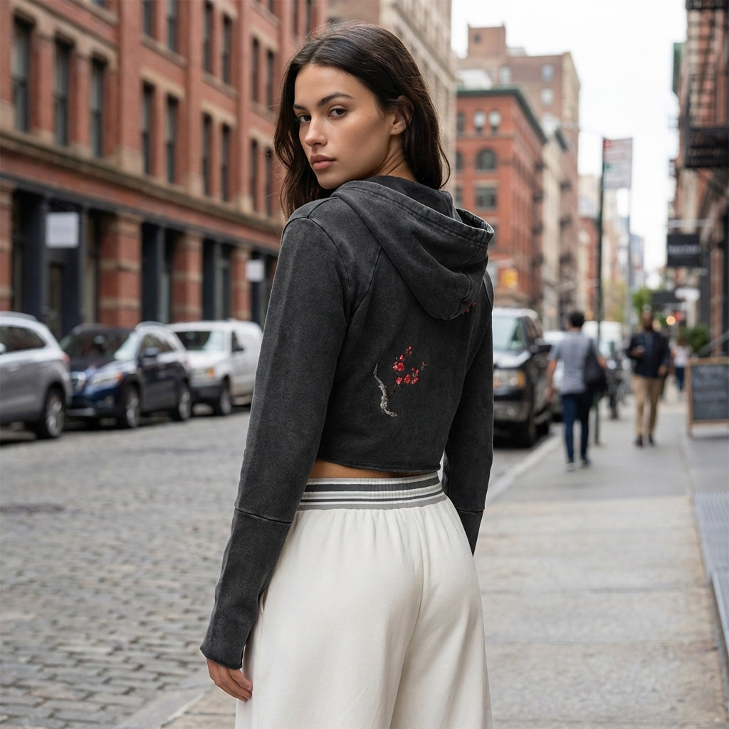 Vintage Washed Raw Edge Hoodie