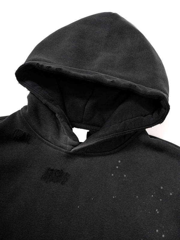 Vintage Washed Frayed Fleece Hoodie 9