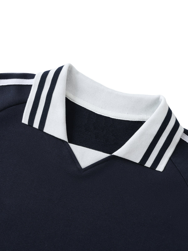 Contrast Striped Lapel Collar Sweatshirt 22