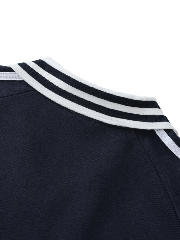Contrast Striped Lapel Collar Sweatshirt 25