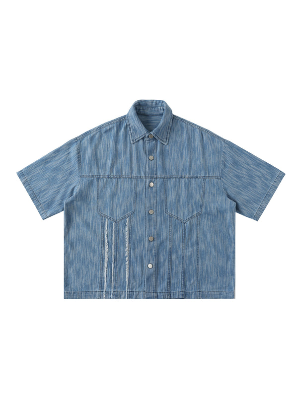 Distressed Wash Short-Sleeve Shirt 8