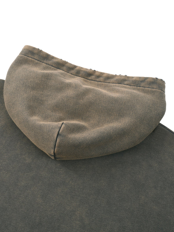 Vintage Washed Frayed-Hem Hoodie 13