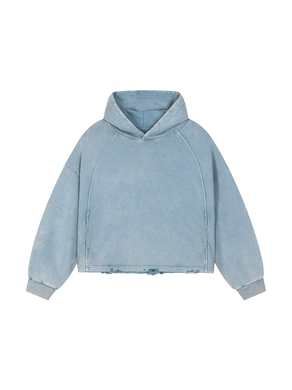 Vintage Washed Frayed-Hem Hoodie 8