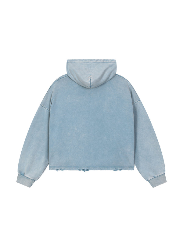 Vintage Washed Frayed-Hem Hoodie 9