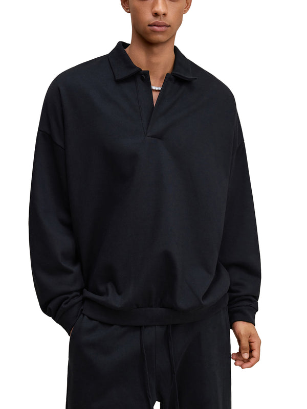 Heavyweight Fleece Polo Sweatshirt 14