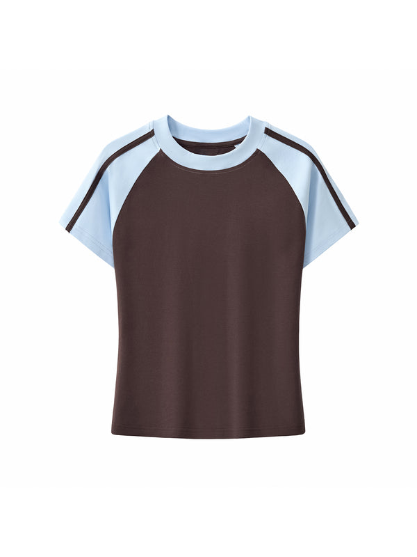 Contrast Stripes Bodycon Raglan  Sleeve T-Shirt 11