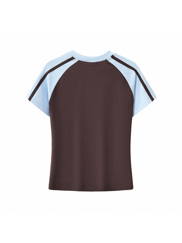 Contrast Stripes Bodycon Raglan  Sleeve T-Shirt 12
