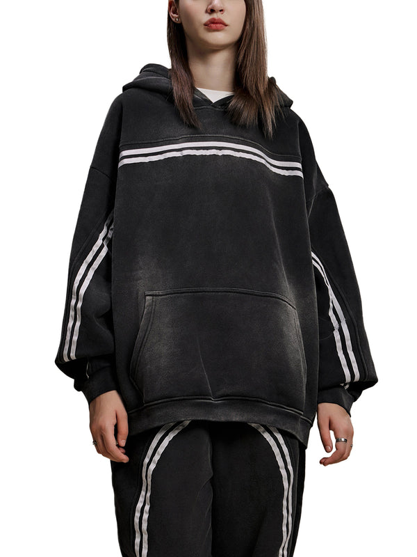 Sun Fade Contrast Tape Fleece Hoodie 12