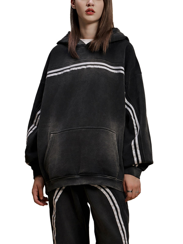 Sun Fade Contrast Tape Fleece Hoodie 13