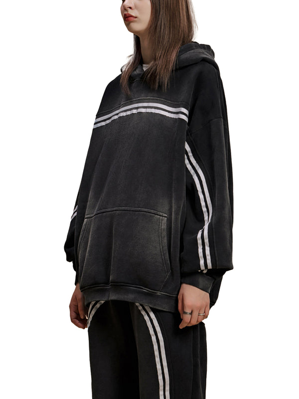 Sun Fade Contrast Tape Fleece Hoodie 14